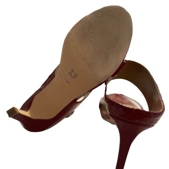 Calvin Klein Lorinda HEELS Womens 7 1/2 RED Snake Skin Pattern Classy Elegant - Picture 10 of 10